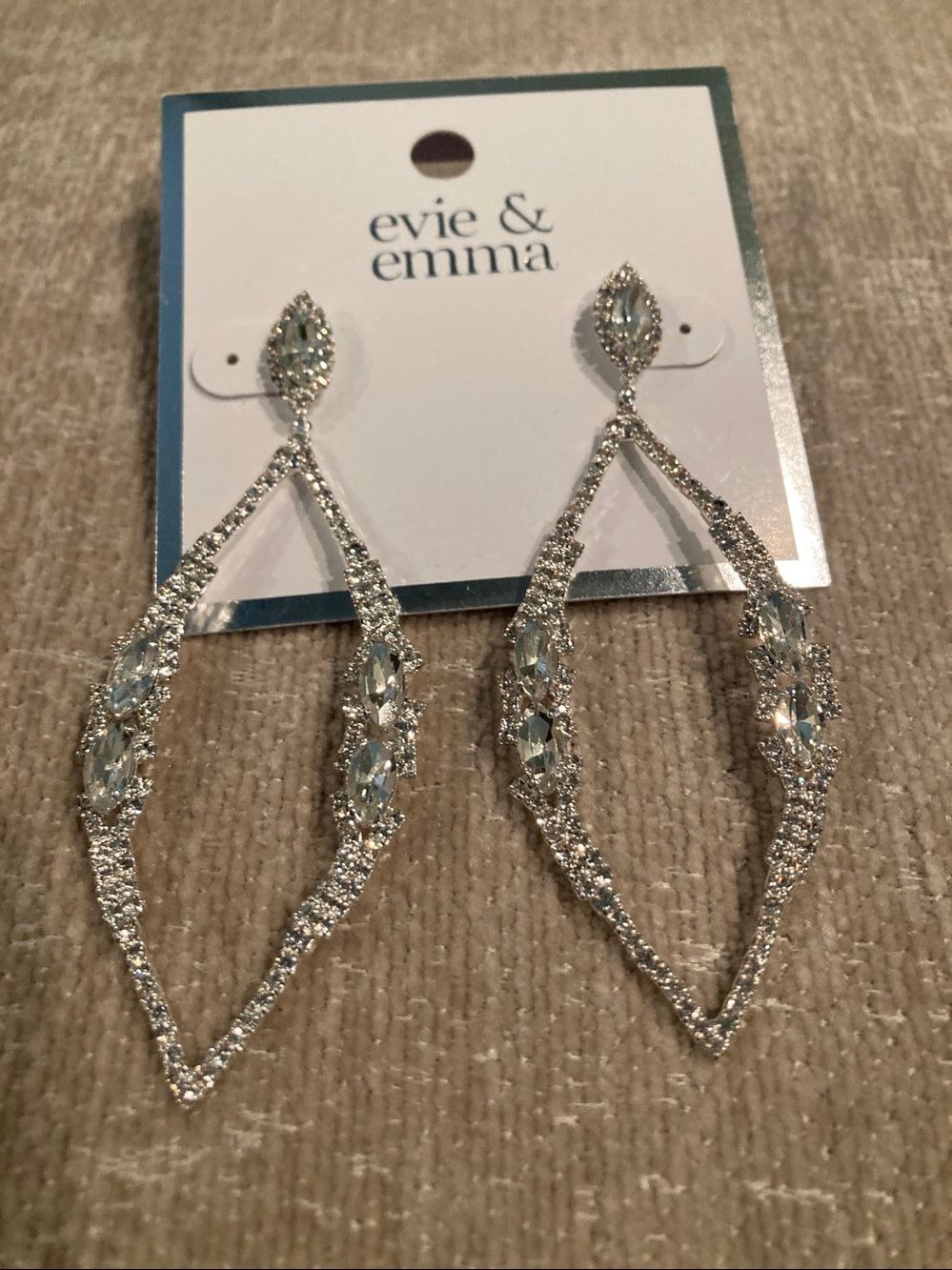 Silver Crystal Marquise Drop Earrings